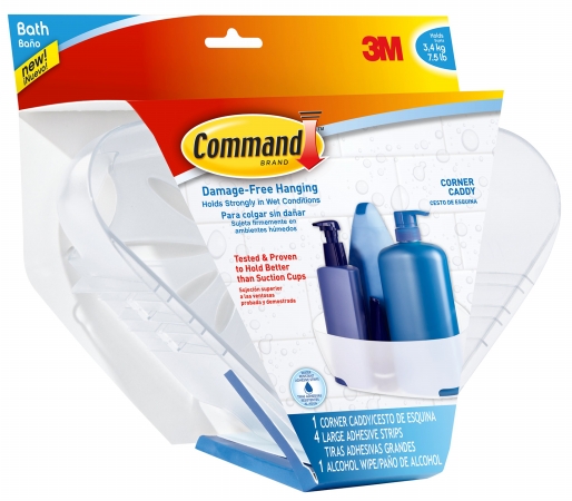 Bath12-es Command Corner Caddy With Water-resistant Strips