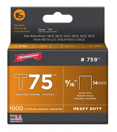 9-16 In. T75 Tacker Staples 1,000 Count