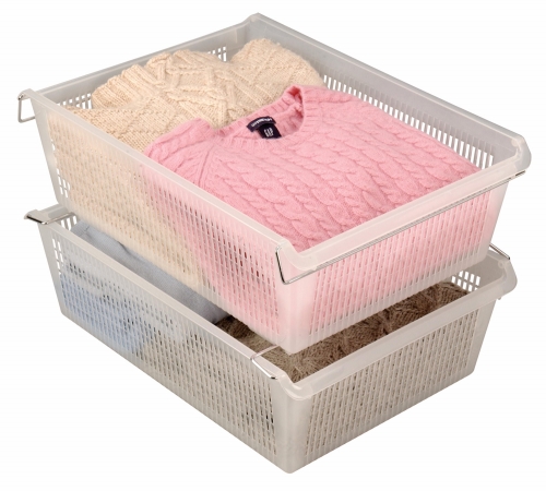 B538fn 6.25 In. X 13.75 In. X 18.75 In. Clear Stacking Basket