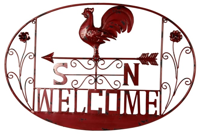 UPC 780743667950 product image for Pinnacle Strategies Llc R21051-BHYGPB Red Rooster Welcome Metal Wall Plaque | upcitemdb.com