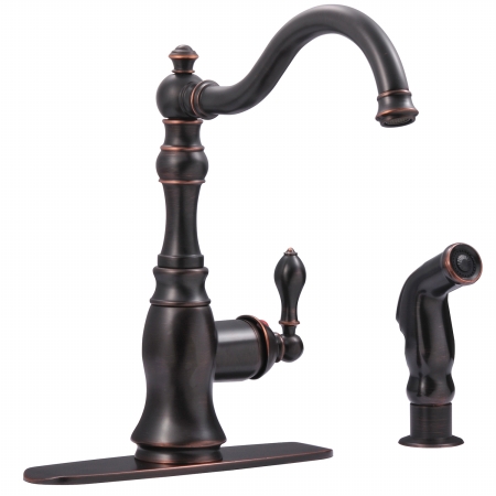 Uf11245 Bronze Single Handle Kitchen Faucet With Side Spray