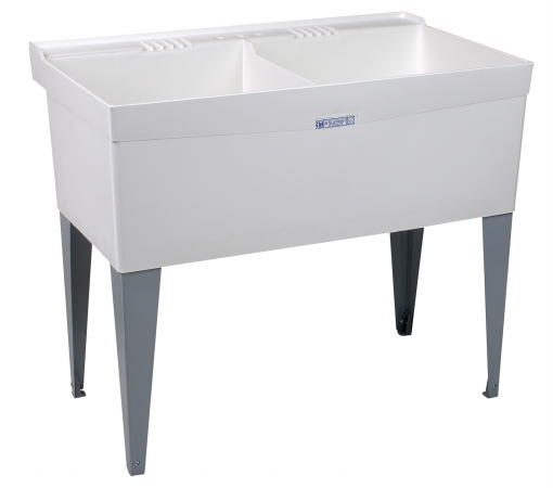 27f 40 In. X 24 In. X 34 In. White Double Bowl Laundry Tub