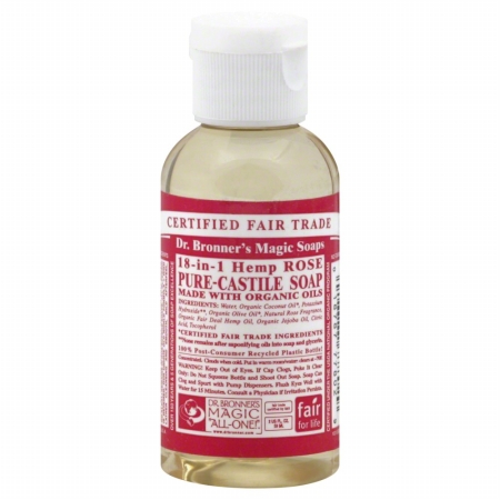 Dr. Bronner's 18-In-1 Hemp Pure-Castile Soap Rose, 2.0 FL OZ