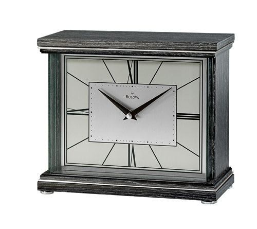Bulova B7656 Preston Gray Charcoal Finish Tabletop Clock by Bulova