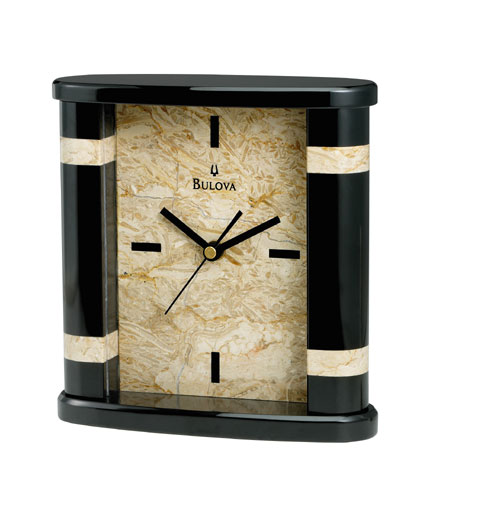 Bulova B7871 Cabot Marble and Tan Tabletop Clock by Bulova