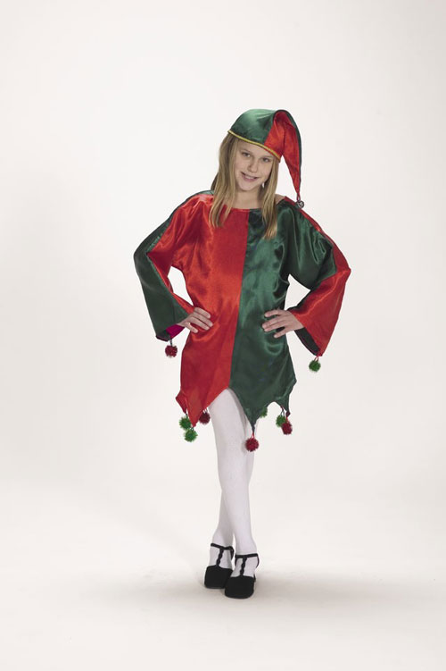 Satin Jingle Elf- Size Child 4-8