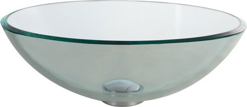 16.5" Clear Glass Vessel Sink With Pop-up Drain And Mounting Ring