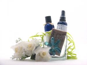 Natural Gift Baskets 237 Organic Soaps and lotions in Glass Cube