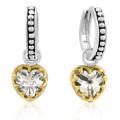 Bulk Savings 358892 Two Toned Bonded Heart Shape Cz Earring- Pack of 6