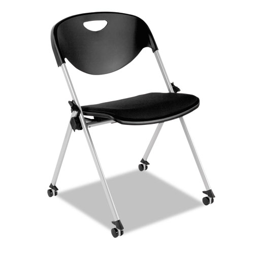 Sl651 Sl Series Nesting Stack Chair With Casters, Black, 2/carton