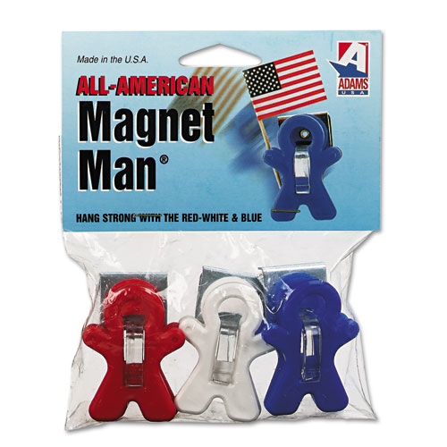 . 3303523241 Magnet Man Clip, Plastic, Assorted Colors, 3/pack