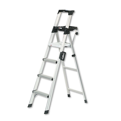 2061aabld Six-foot Lightweight Aluminum Folding Step Ladder W/leg Lock & Handle, 300lb