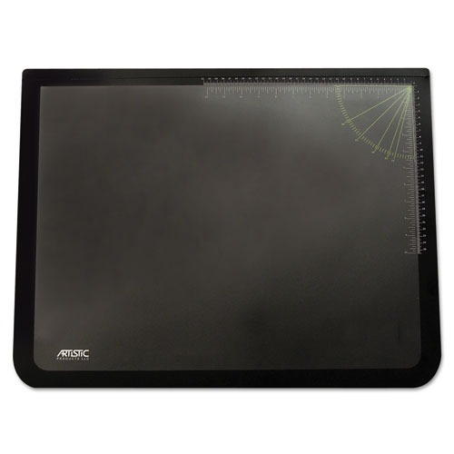 Llc 41100s Logo Pad Desktop Organizer With Clear Overlay, 24 X 19, Black