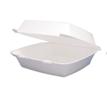 95ht1r Carryout Food Container, Foam Hinged 1-comp, 9 1/2 X 9 1/4 X 3, 200/carton