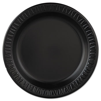 9pbqr Plastic Dinnerware, Plate, 9'' Dia, Black, 125/pack, 4 Packs/carton