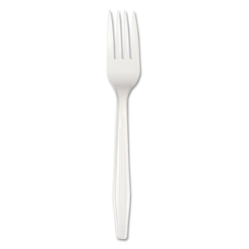 Forkhw Full Length Polystyrene Cutlery, Fork, White, 1000/carton