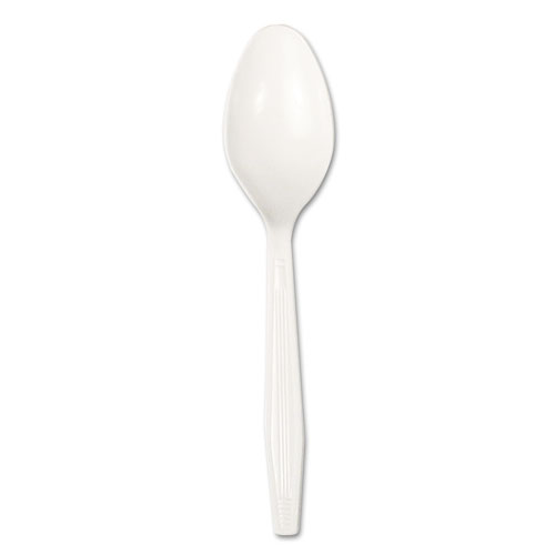 Full-length Polystyrene Cutlery, Teaspoon, White, 1000/carton