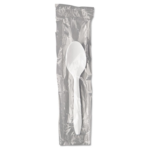 Wrapped Polypropylene Cutlery, Teaspoon, White, 1000/carton