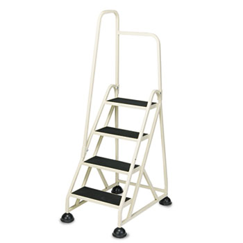 . 1041l19 Four-step Stop-step Folding Aluminum Handrail Ladder, Beige