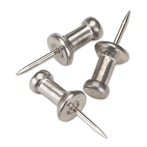 Cpal3 Aluminum Head Push Pins, Aluminum, Silver, 3/8'', 100/box