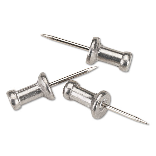 Cpal4 Aluminum Head Push Pins, Aluminum, Silver, 1/2'', 100/box