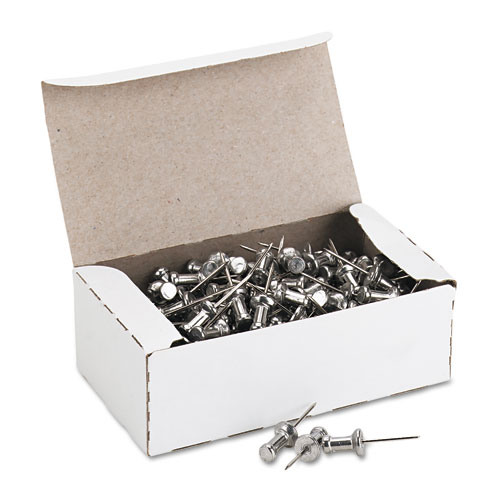 Cpal5 Aluminum Head Push Pins, Aluminum, Silver, 5/8'', 100/box