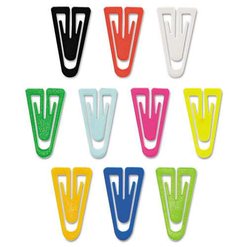Pc0600 Paper Clips, Plastic, Large (1-3/8''), Assorted Colors, 200/ Box