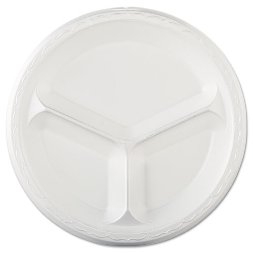 Lam13 Elite Laminated Foam Dinnerware, Plate, 3-comp, 10 1/4'' Dia, White, 500/carton