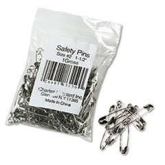 Charles Leonard, Inc Safety Pins, Nickel-plated, Steel, 1 1/2'' Length, 144/pack
