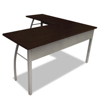 Tr737moc Trento Line L-shaped Desk, 59-1/8w X 59-1/8d X 29-1/2h, Mocha/gray