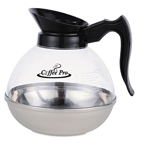 Cpu12 Unbreakable Regular Coffee Decanter, 12-cup, Stainless Steel/polycarbonate