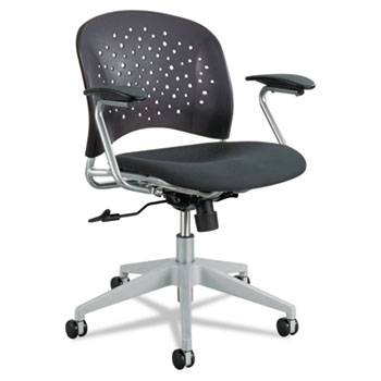 Rjve Series Task Chair, Round Plastic Back, Polyester Seat, Black Seat/back