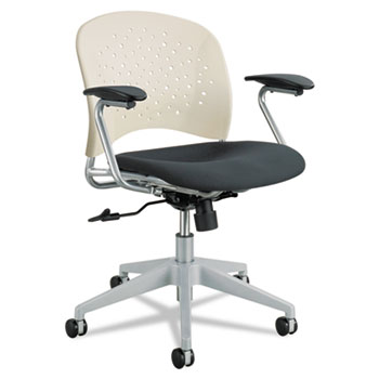 Rjve Series Task Chair, Round Plastic Back, Polyester Seat, Black Seat/latte