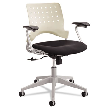 6807lt Rjve Series Task Chair, Square Plastic Back, Polyester Seat, Black Seat/latte