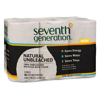 13735pk Natural Unbleached 100% Recycled Bath Tissue, 2-ply, 400 Sheets/roll, 12/pack