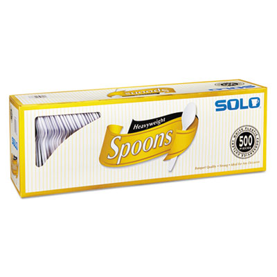Solo Cups 827272 Mediumweight Plastic Cutlery, Spoons, White, 6 In, 500/carton