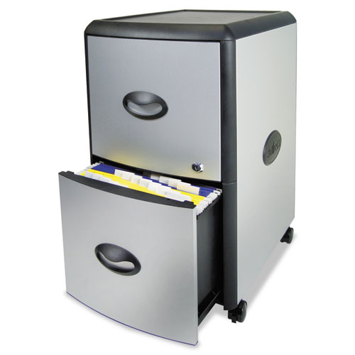 Two-drawer Mobile Filing Cabinet, Metal Siding, 19w X 15d X 23h, Silver/black