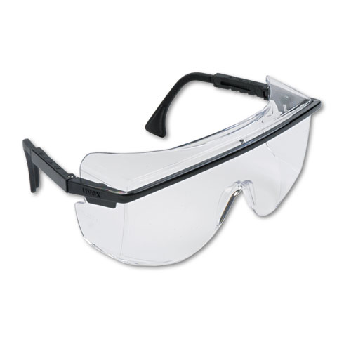 S2500 Astro Otg 3001 Wraparound Safety Glasses, Black Plastic Frame, Clear Lens
