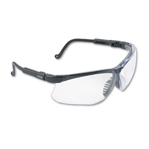 S3200 Genesis Wraparound Safety Glasses, Black Plastic Frame, Clear Lens