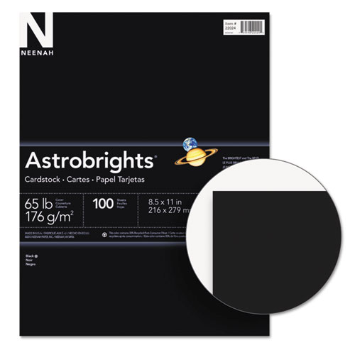 2202401 Astrobrights Colored Card Stock, 65 Lbs., 8-1/2 X 11, Eclipse Black, 100 Sheets
