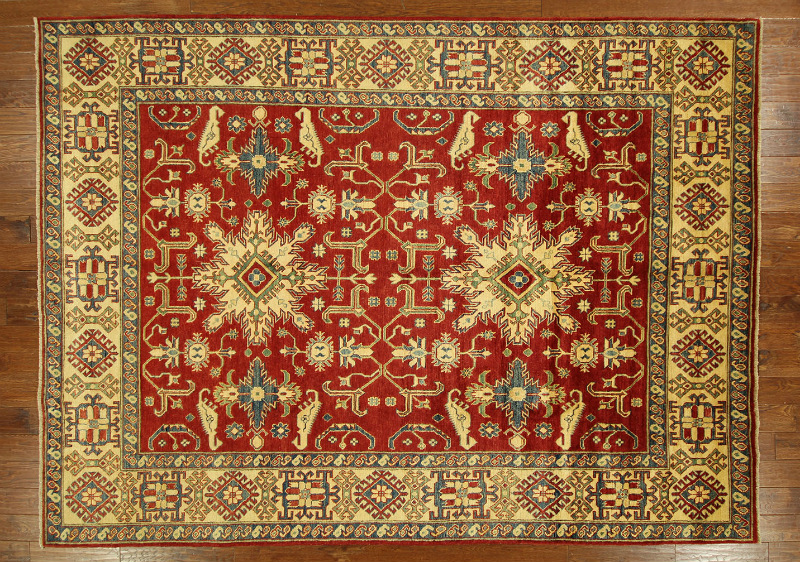 Hand Knotted Wool Persian-style Design Of Flowers 8 Ft. X 11 Ft. Super Kazak Rug H4021
