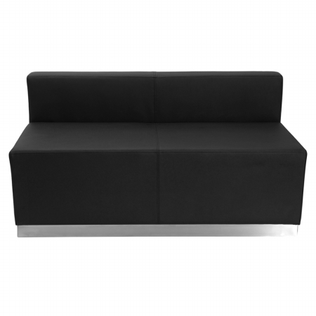 Zb-803-ls-bk-gg Hercules Alon Series Black Leather Loveseat With Stainless Steel Base