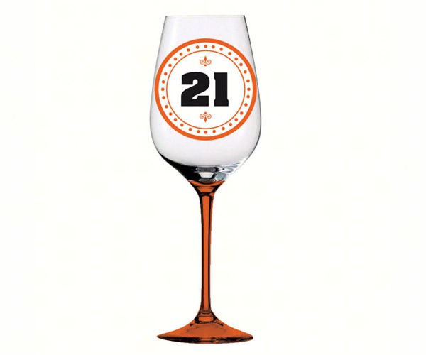 Evergreen Enterprises EG3CWG4567 Handpainted Wine Glass Happy 21st Birthday