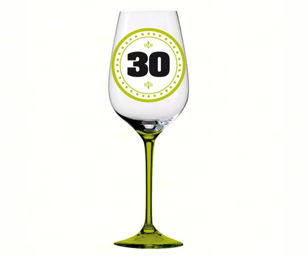 Eg3cwg4568 Handpainted Wine Glass Happy 30th Birthday