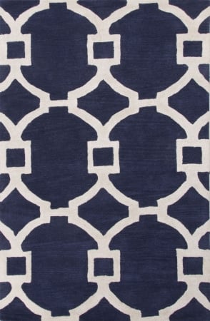 Rug115612 Hand-tufted Geometric Pattern Wool/ Art Silk Blue/ivory Area Rug ( 5x8 )