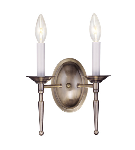 Livex 5122-01 2 Light Wall Sconce In Antique Brass