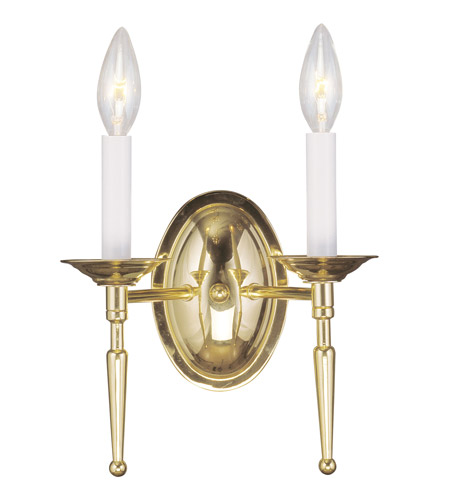 Livex 5122-02 2 Light Wall Sconce In Polished Brass