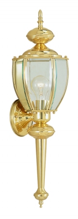 1 Light Outdoor Wall Lantern In Polished Brass