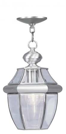 1 Light Hanging Lantern, Brushed Nickel