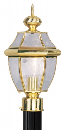 1 Light Post Light, Polished Brass